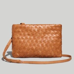 Madewell The Puff Woven Leather Crossbody Bag Desert camel Light Brown